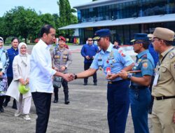 Danlanud Sultan Hasanuddin dan Forkopimda Sambut Kedatangan Presiden RI Joko Widodo di Lanud Sultan Hasanuddin