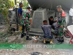 Pembangunan Tugu Prasasti TMMD ke-121 Kodim 1615/Lombok Timur di Desa Loyok