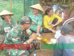 Saat Panen Padi, Babinsa Padurenan Makan Nasi Liwet bersama Warga
