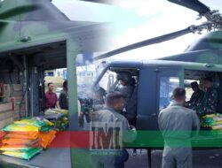 Menggunakan Helikopter: TNI Salurkan Bantuan ke Desa Sibalanga