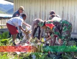 Setiap Sabtu TNI Bersih-Bersih Sekolah di Puncak Jaya